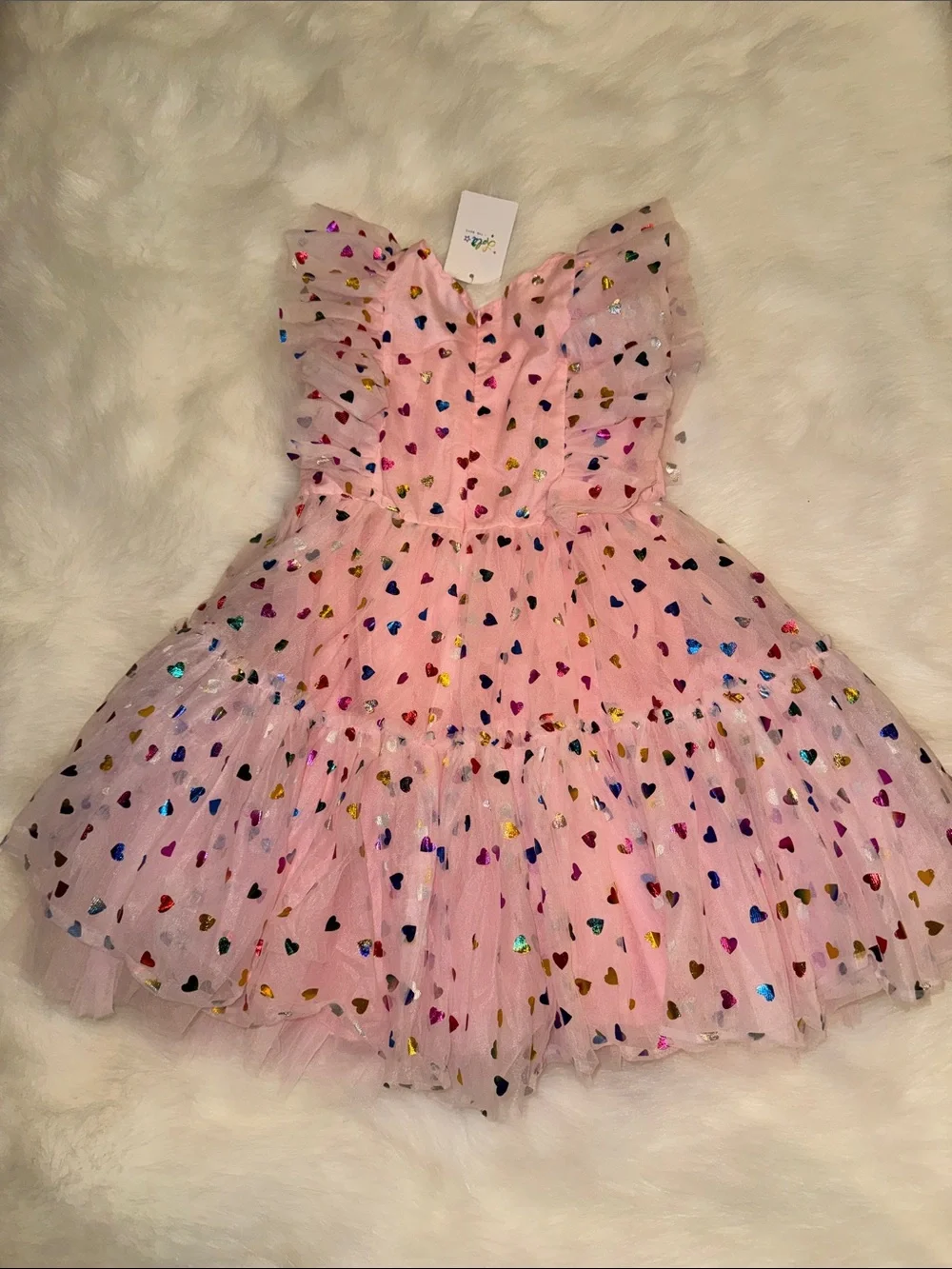 NWT! Lola + The Boys Pink Heart Confetti Dress. Size 8